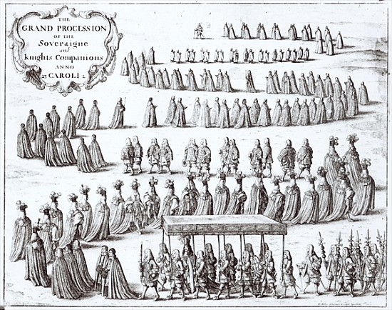 Grand Procession of the Sovereign and the Knights of the Garter at Windsor de Wenceslaus Hollar