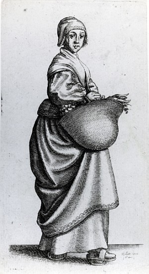 Maid returning from market de Wenceslaus Hollar