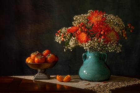 Chrysanthemum &amp; persimmon