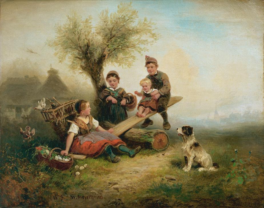 Spielende Kinder am Dorfrand de Wilhelm Alexander Meyerheim