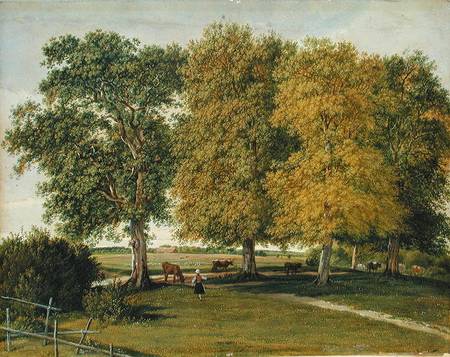 Herder with Cattle beneath Autumnal Trees de Wilhelm Alexander Wolfgang von Kobell