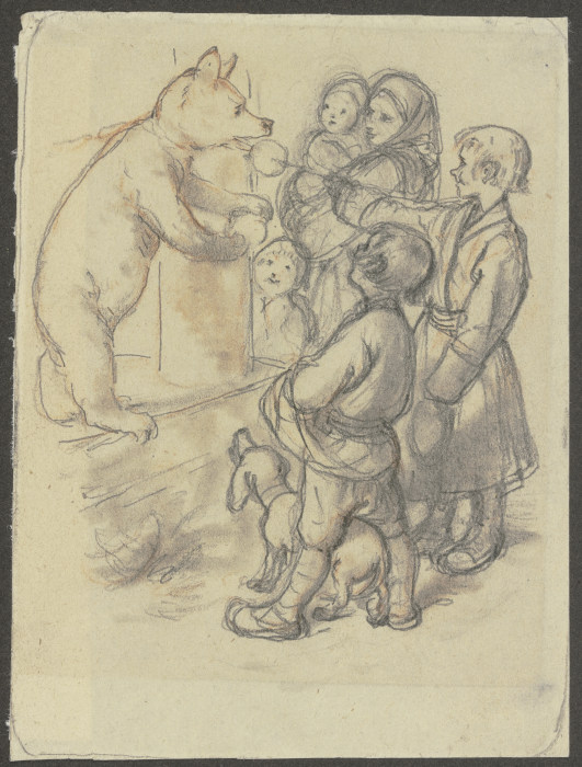 Kinder mit einem Tanzbären de Wilhelm Amandus Beer