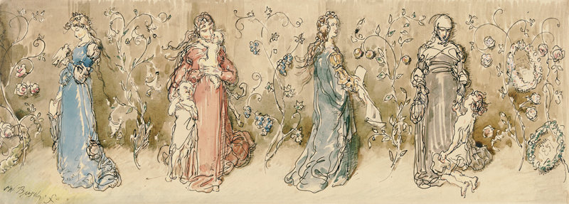 Vier allegorische Frauendarstellungen de Wilhelm Busch