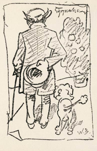 Schopenhauer Arthur Philosoph Danzig mit Pudel (Karikatur) de Wilhelm Busch