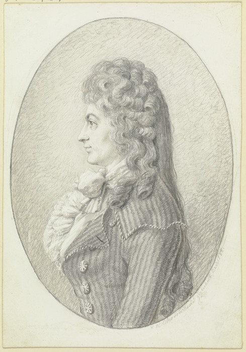 Brustbildnis einer jungen Dame im Profil nach links, im Oval de Wilhelm Chodowiecki