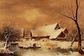 Snow-covered winter landscape. de Wilhelm Heinrich Schneider