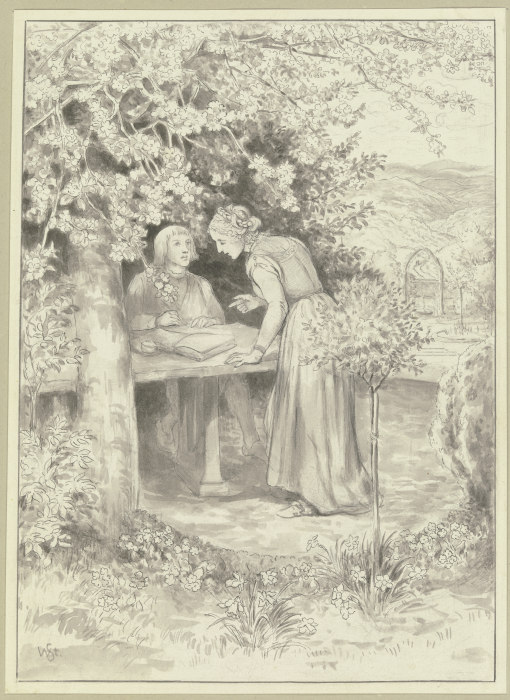 Diether und Irmela im Burggarten de Wilhelm Steinhausen