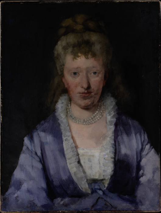 Portrait of a Dame with a Violet Dress de Wilhelm Trübner