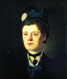 Lady with a blue hat. de Wilhelm Trübner