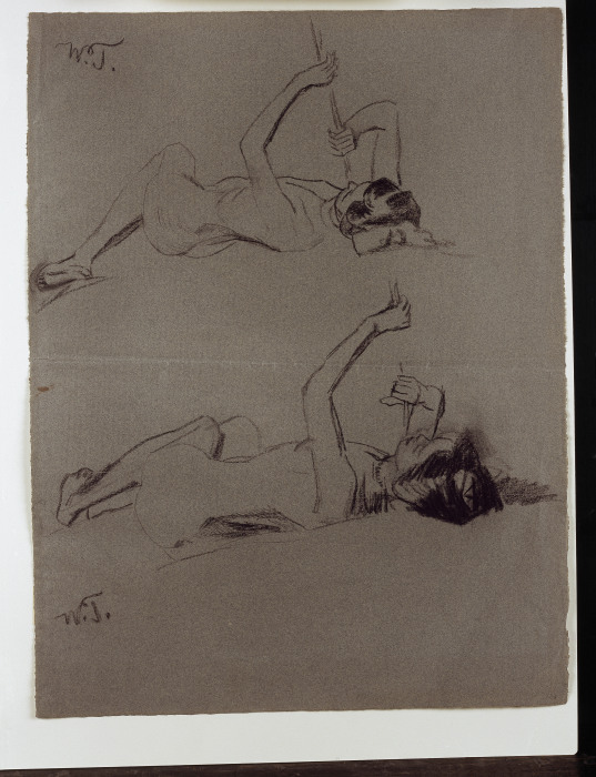 Zwei weibliche Akte, auf dem Rücken liegend de Wilhelm Trübner