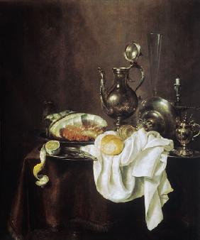 Still Life of Ham and Silver Plate