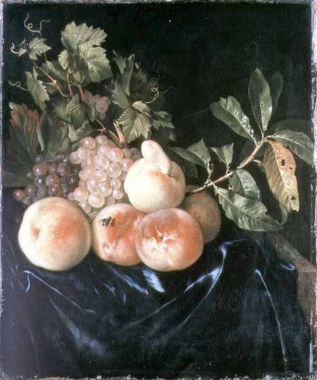 Still Life with Peaches and Grapes de Willem Frederik van Royen