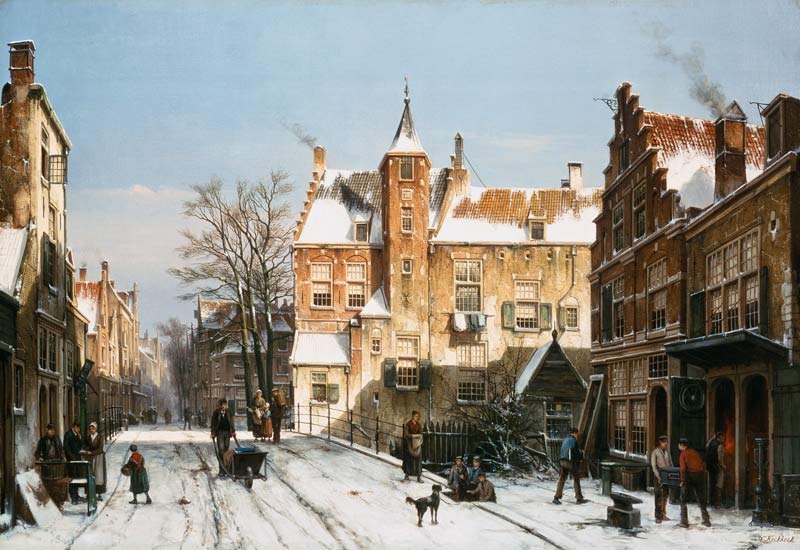 Dutch town in winter de Willem Koekkoek