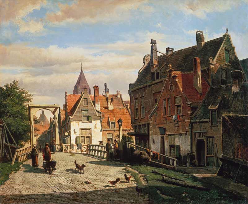 Dutch town view. de Willem Koekkoek