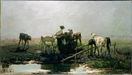 Calves at a Pond de Willem Maris