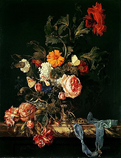 Still Life with Poppies and Roses de Willem van Aelst