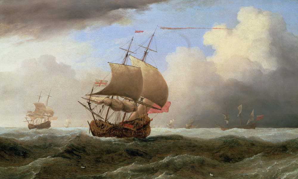 An English Ship Close-hauled in a Strong Breeze de Willem van de Velde d.J.