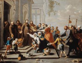 St. Antonius of Padua distributes bread to the poo