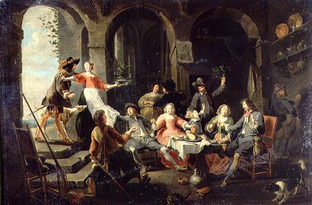 Elegant Company Merrymaking in an Interior with Servants in Attendance de Willem van the Elder Herp