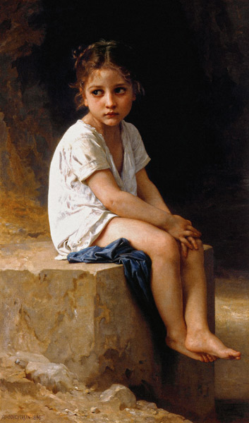 At the Foot of the Cliff de William Adolphe Bouguereau