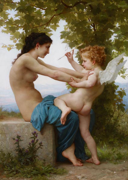 A Young Girl Defending Herself Against Eros de William Adolphe Bouguereau