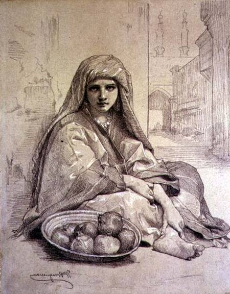 Algerian Girl Selling Pomegranates de William Adolphe Bouguereau