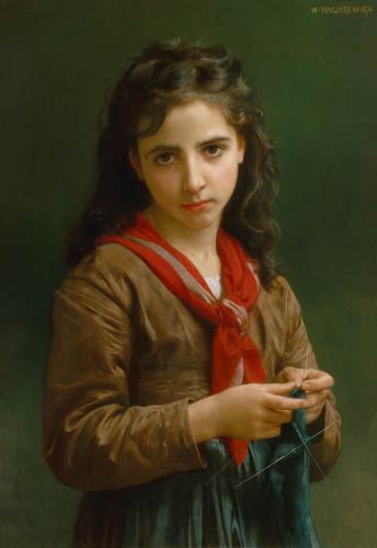 Young knitting girl de William Adolphe Bouguereau