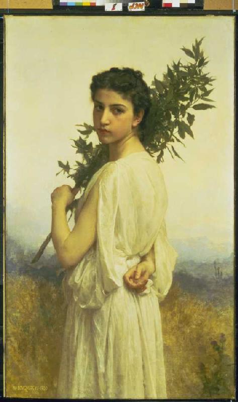 Nymph with bay berry branch de William Adolphe Bouguereau