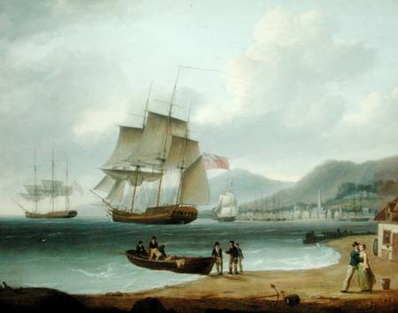 Merchant Ships Under Sail and at Anchor off a Town de William Anderson