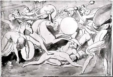 Battle scene (pen & ink) de William Blake