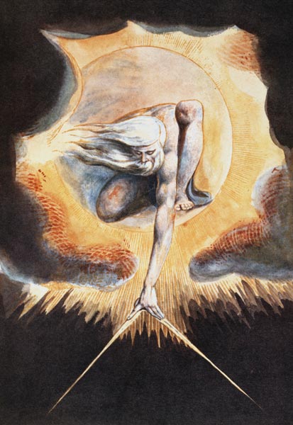 The Ancient of Days, from 'Europe a Prophecy', 1793 (etching with pen & ink, w/c and bodycolour on p de William Blake