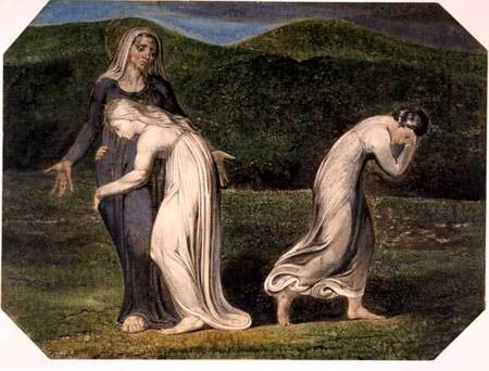 Naomi entreating Ruth and Orpah to return to the land of Moab, from a series of 12 known as 'The Lar de William Blake