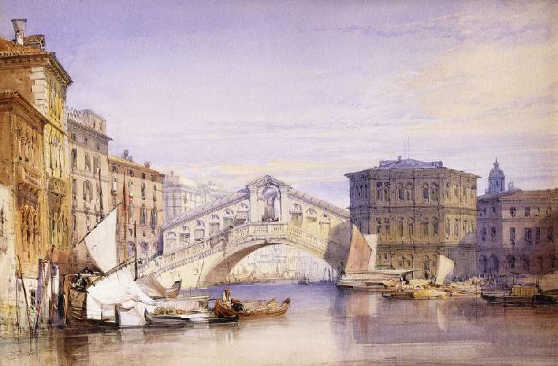 Die Rialto Brücke in Venedig de William Callow