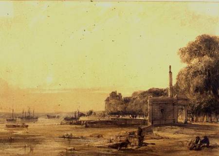 A View, Possibly on the Seine at Evening de William Callow