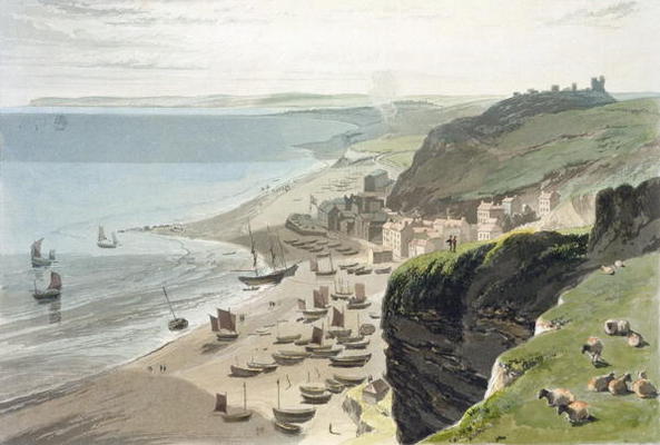 Hastings, from the East Cliff, from 'A Voyage Around Great Britain Undertaken between the Years 1814 de William Daniell