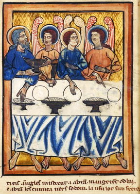 Abraham and the three angels, from a Book of Hours, c.1230-40 (vellum) de William de Brailes
