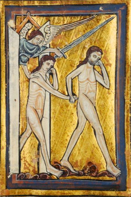 Adam and Eve banished from Paradise, from a book of Hours de William de Brailes