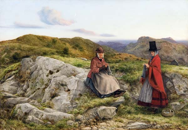 Welsh Landscape with Two Women Knitting de William Dyce