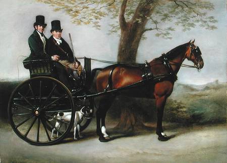 Two Gentlemen in a Gig drawn by a Bay Cob on the way to shoot with their Pointer de William Edward Frost