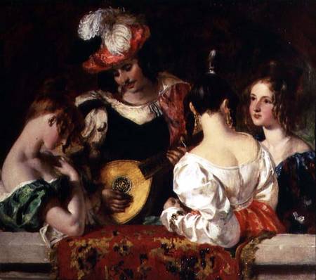 The Lute Player: "When soft notes I the sweet lute inspired, fond fair ones listen'd and my skill ad de William Etty