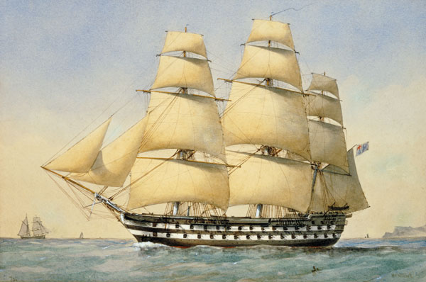HMS Bellerophon off the Coast de William Frederick Mitchell