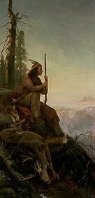 The signal fire (Indian after the hunting) de William Hahn