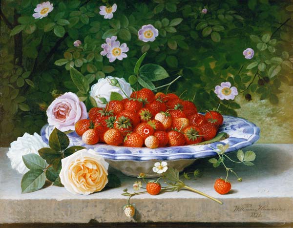 Ein Teller mit Erdbeeren de William Hammer