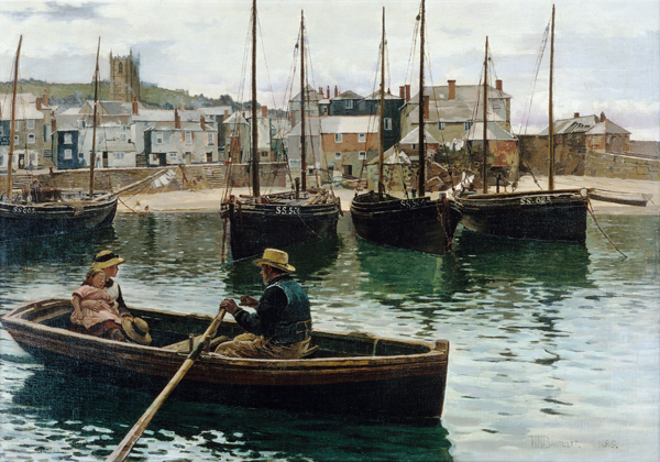 In the port of piece of Ives, Cornwall de William Henry Bartlett