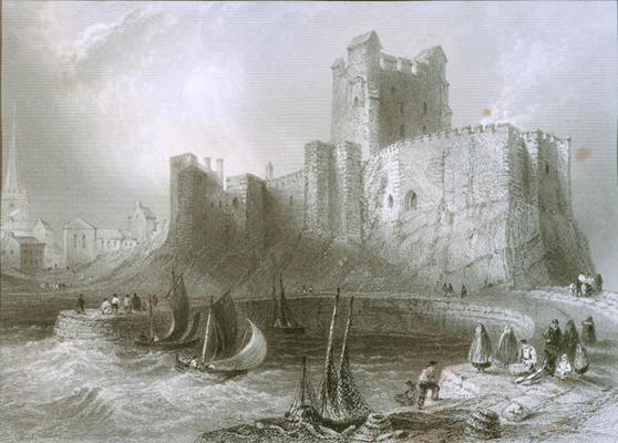 Carrickfergus Castle, County Antrim, Northern Ireland, from 'Scenery and Antiquities of Ireland' by de William Henry Bartlett