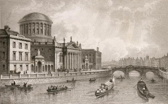 The Four Law Courts, Dublin, engraved by Owen (engraving) de William Henry Bartlett