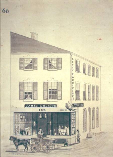 Apothecary shop of James Emerton in Salem de William Henry Emmerton