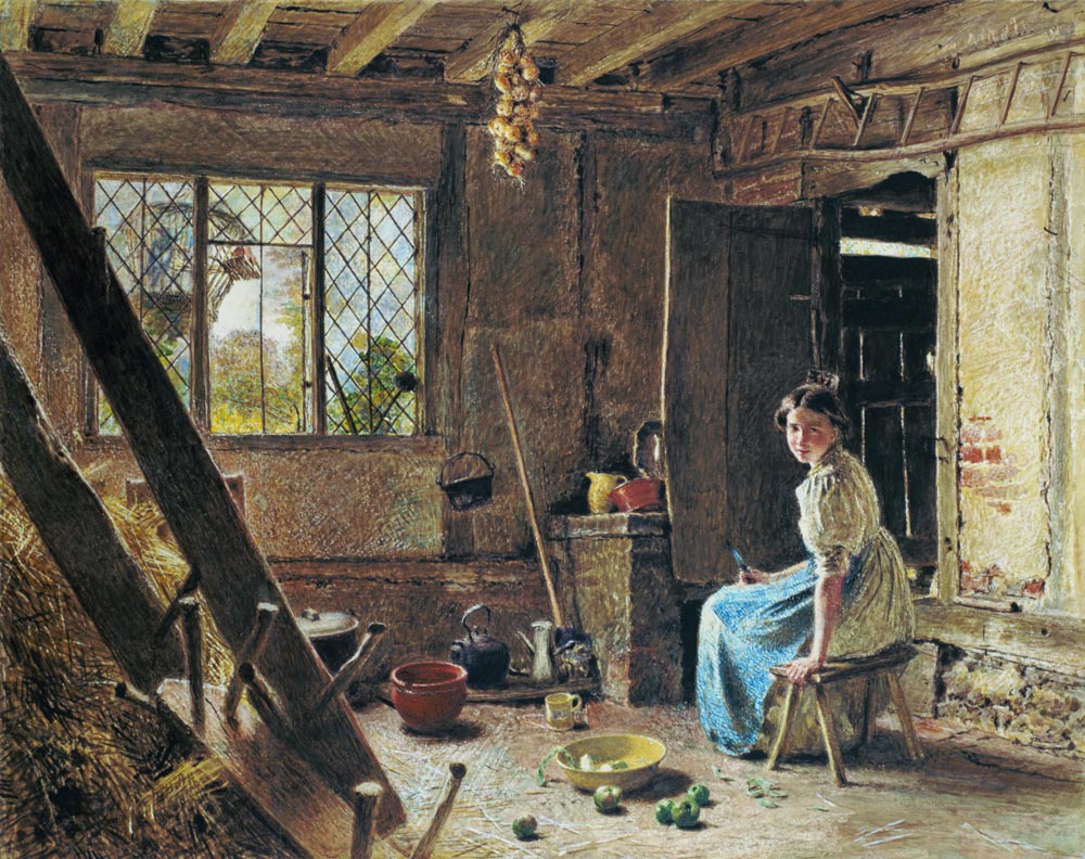 The Maid and the Magpie, A Cottage Interior at Shillington, Bedfordshire de William Henry Hunt