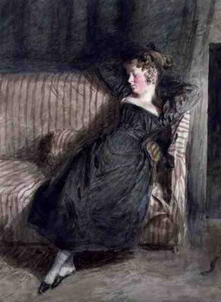 Young Girl Asleep on a Couch (w/c and pencil) de William Henry Hunt