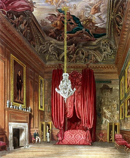Queen Mary''s State Bed Chamber, Hampton Court from Pyne''s ''Royal Residences'' de William Henry Pyne